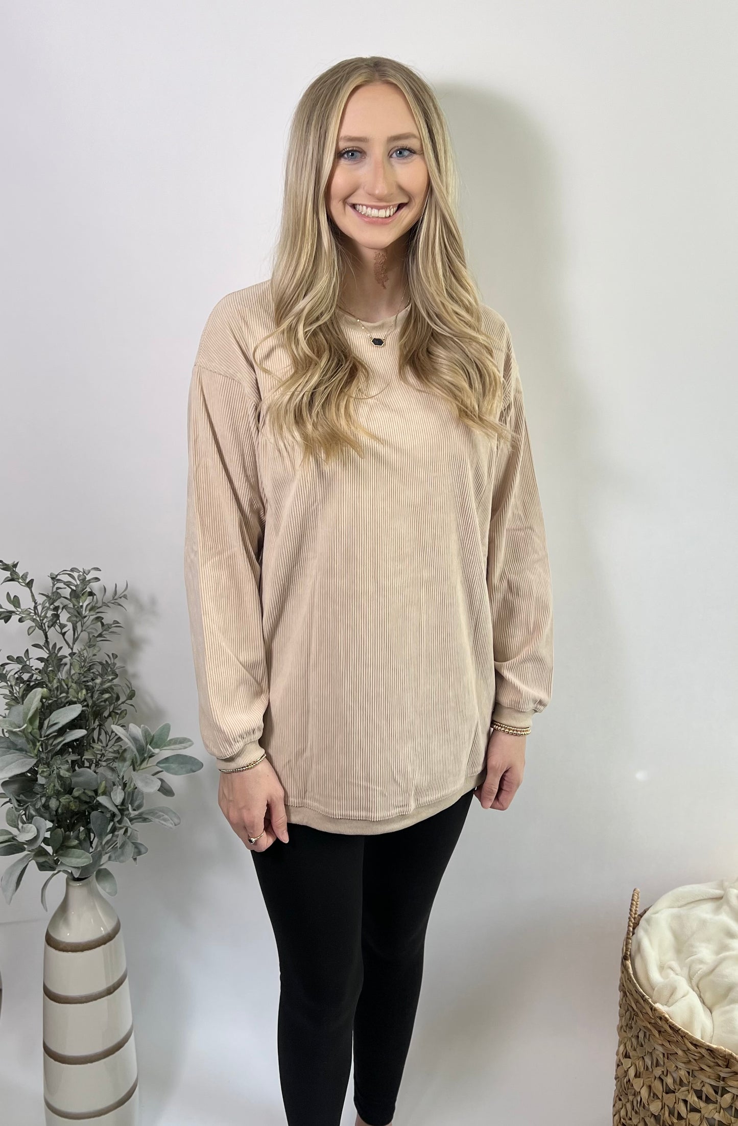 Asia Ribbed Sweatshirt | Apricot