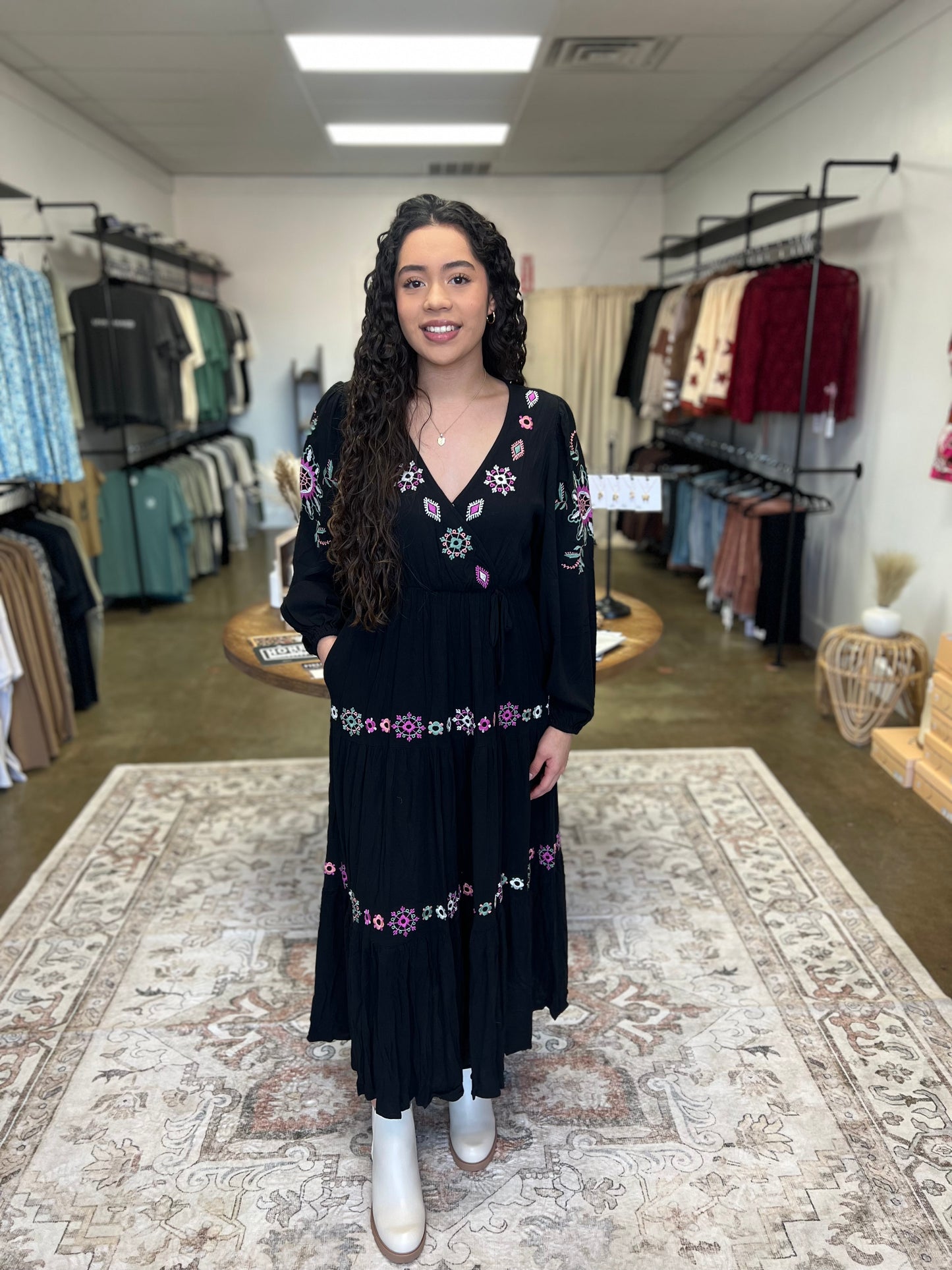 Black Embroidered Maxi Dress