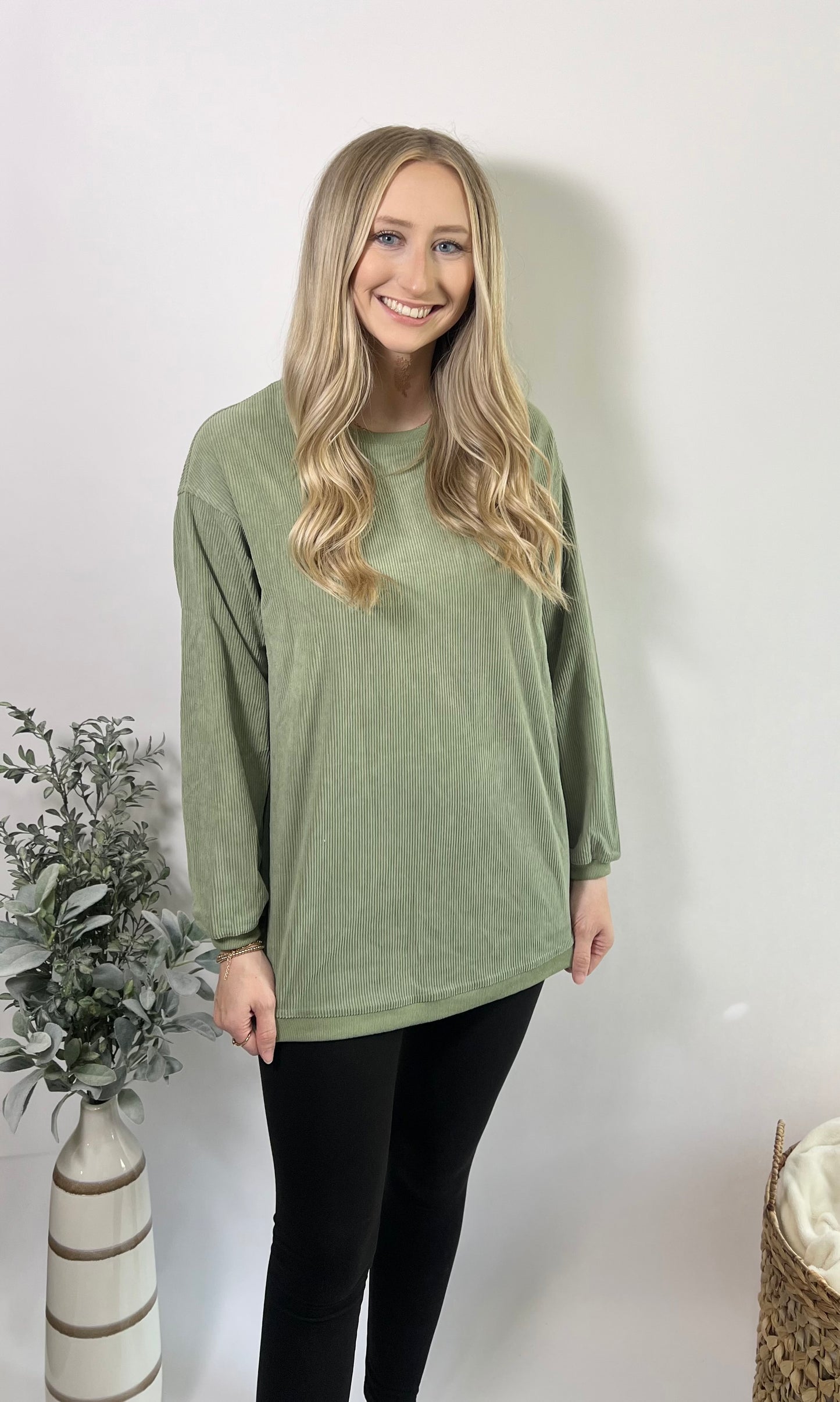 Asia Ribbed Sweatshirt | Green