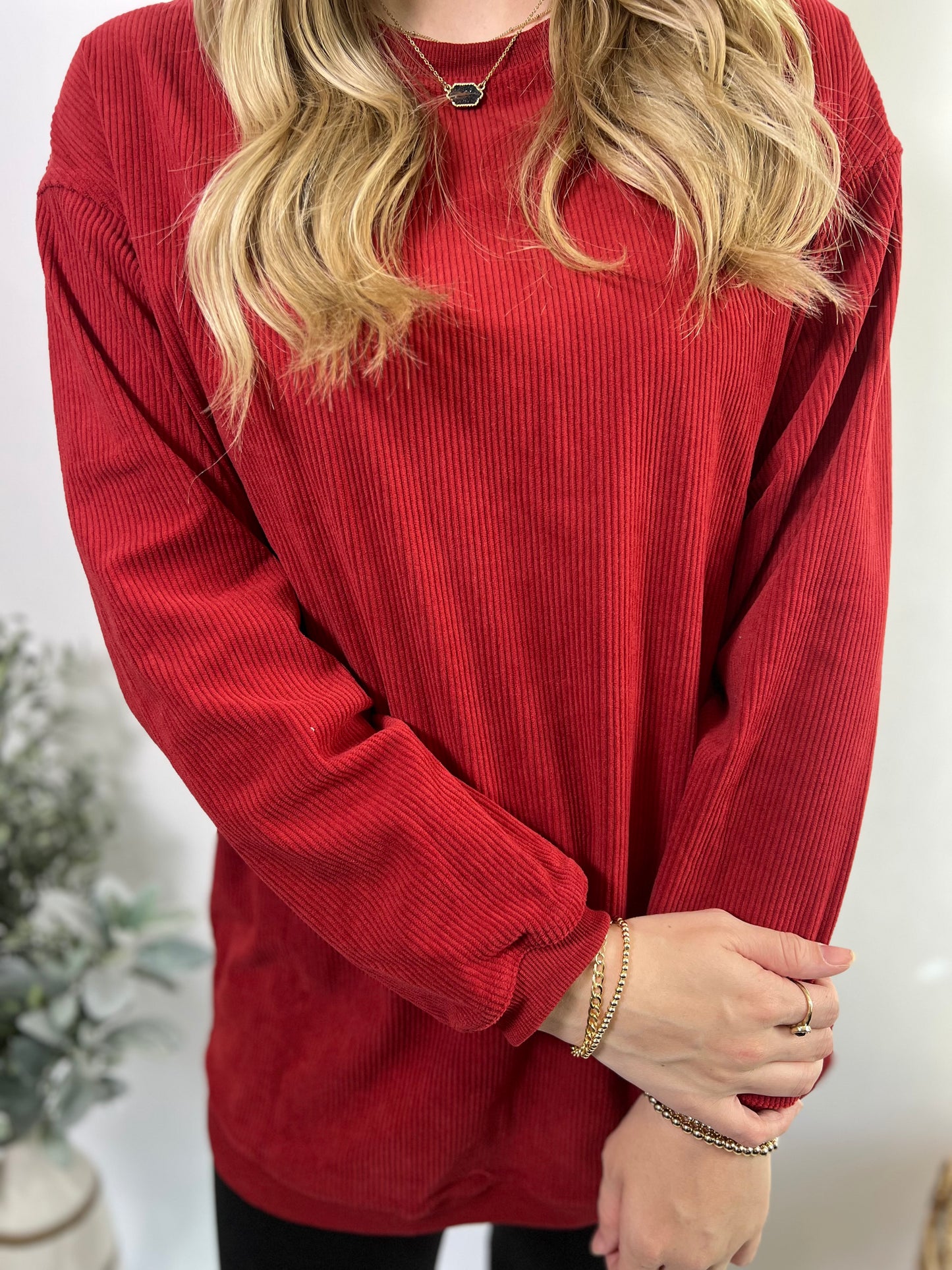 Asia Ribbed Sweatshirt | Red