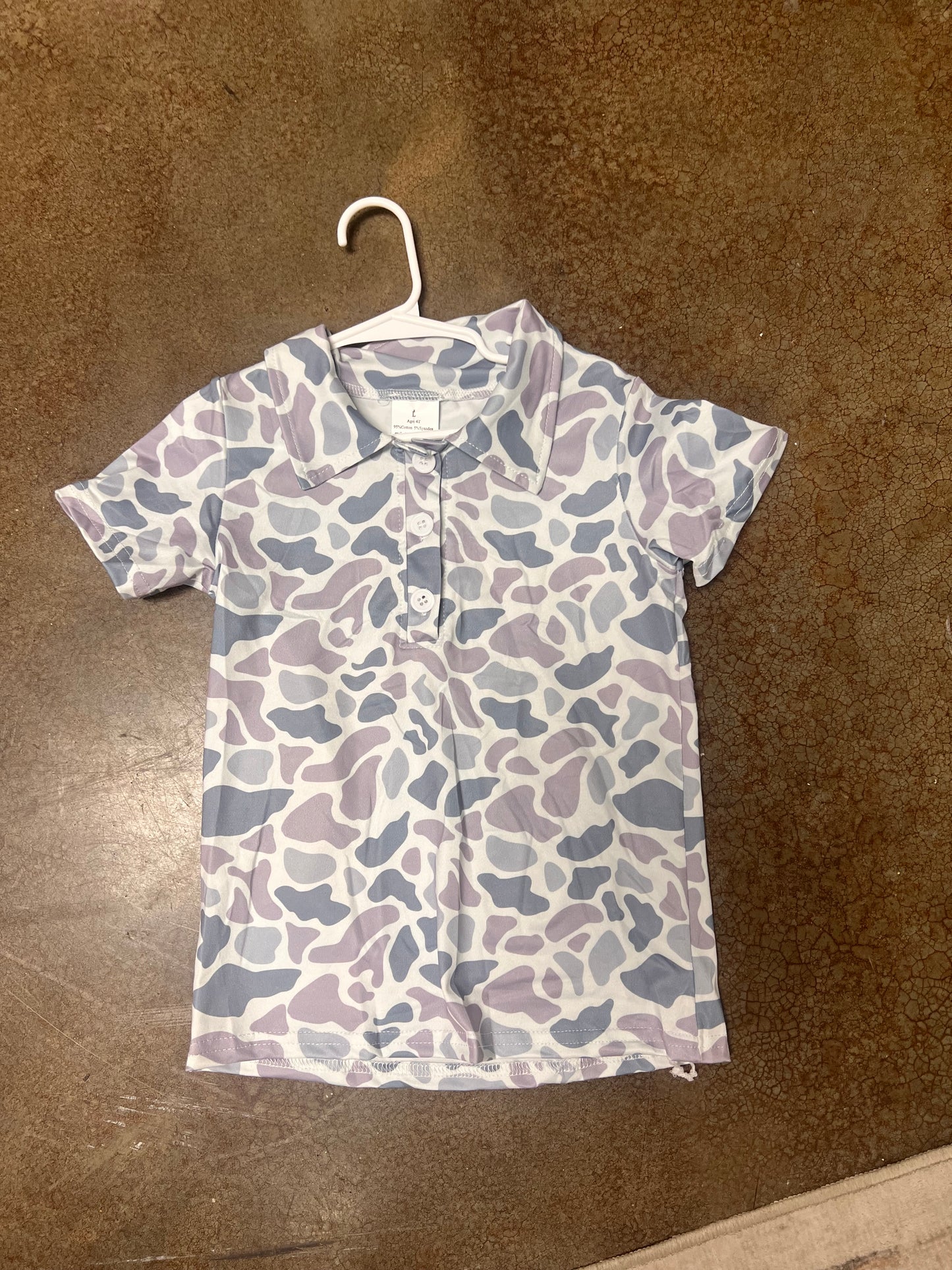 Gray Camo Boys Polo Shirt
