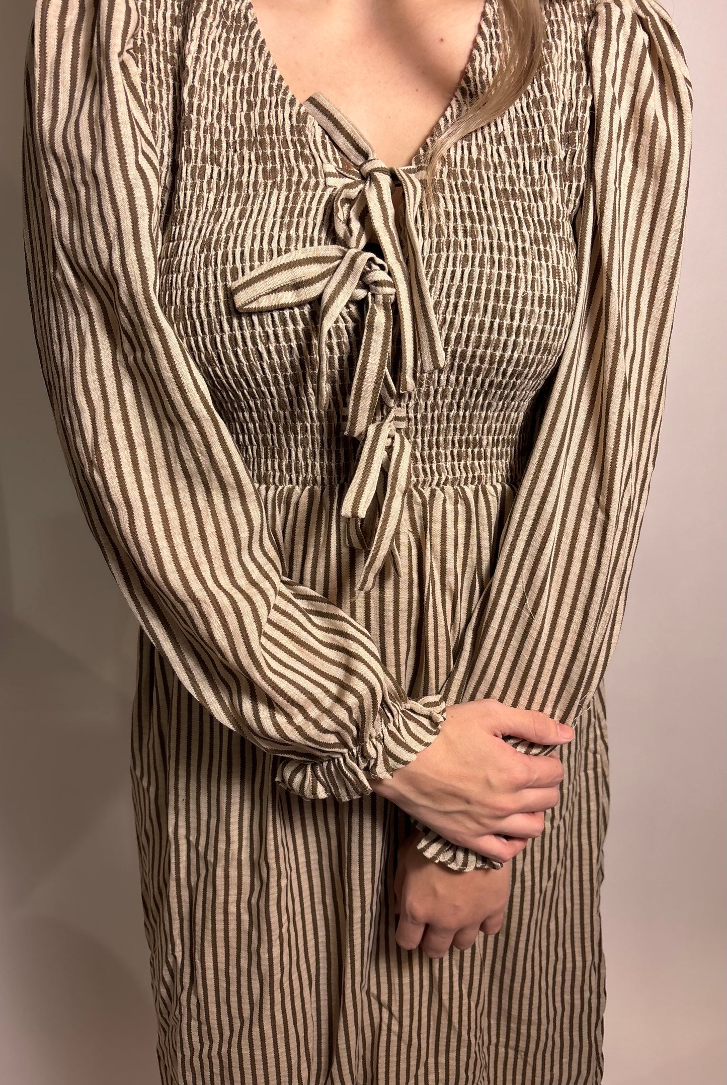 Marlowe Striped Midi Dress | Sandy Mocha