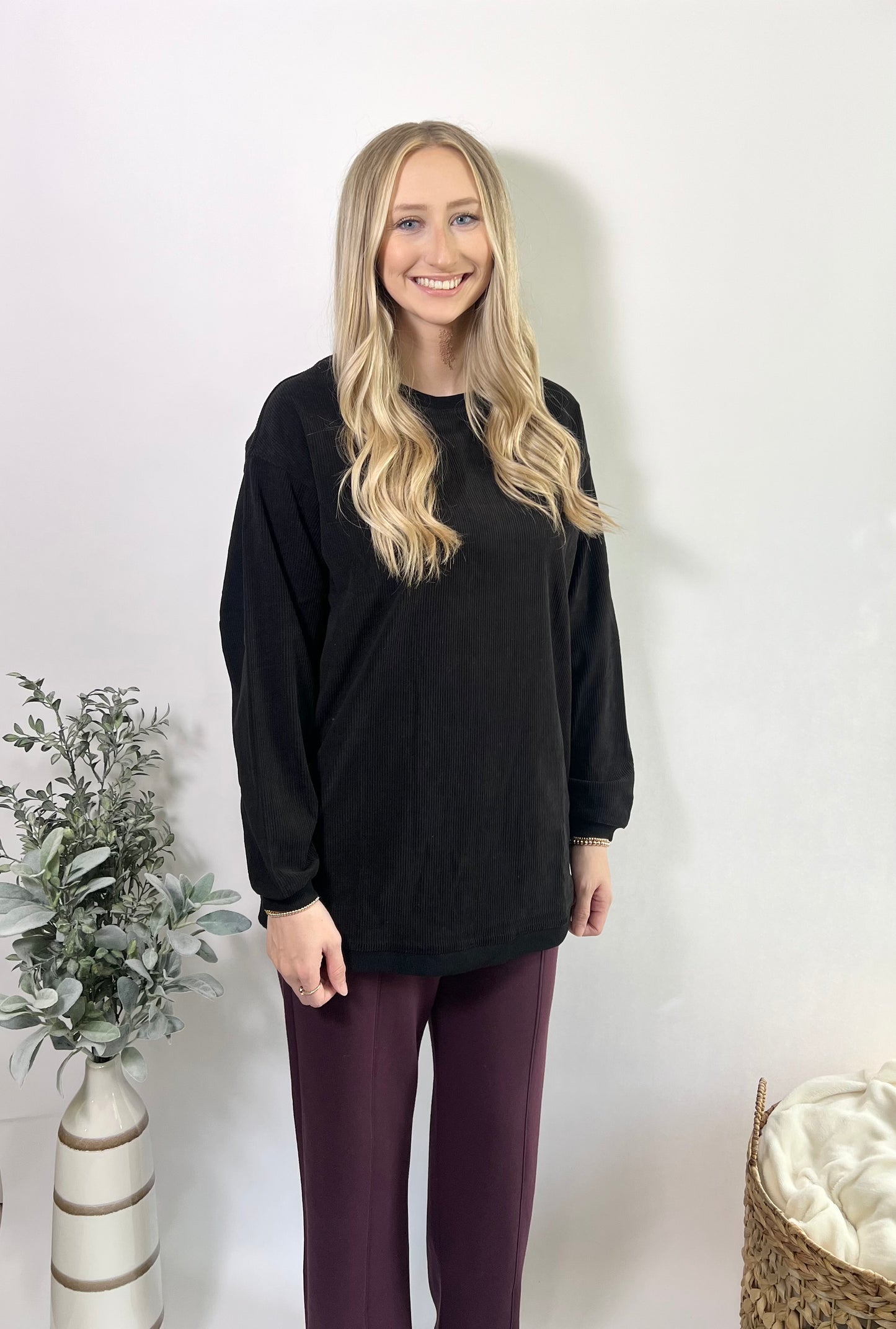 Asia Ribbed Sweatshirt | Black
