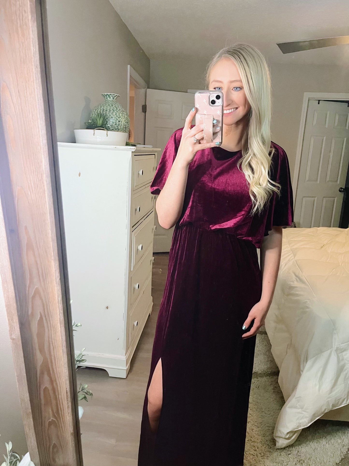 Burgundy Velvet Maxi Dress