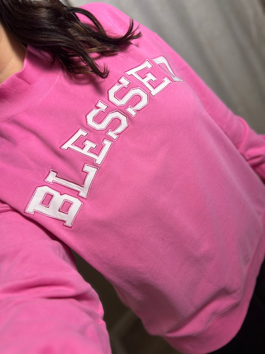 Blessed Mock Neck Sweatshirt (Pink)