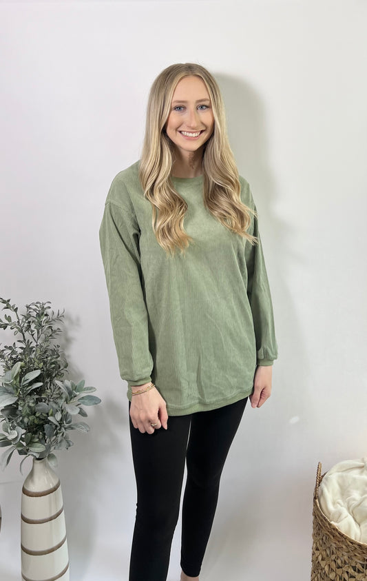Asia Ribbed Sweatshirt | Green