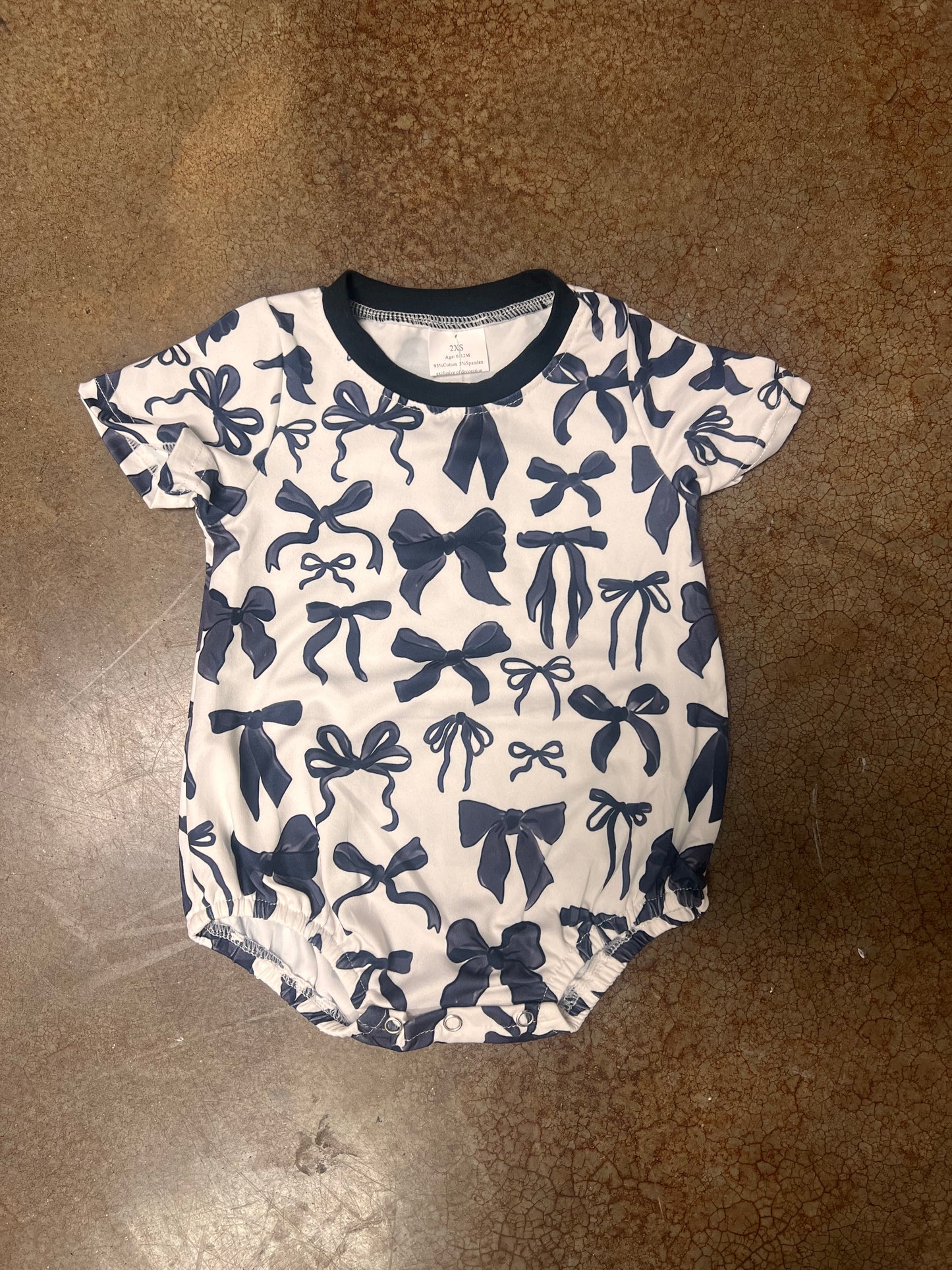 Black Bow Baby Girl Romper