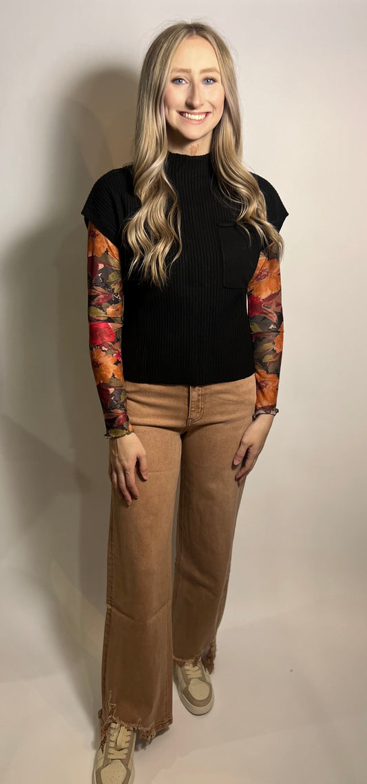 Ragan Sweater Top | Black