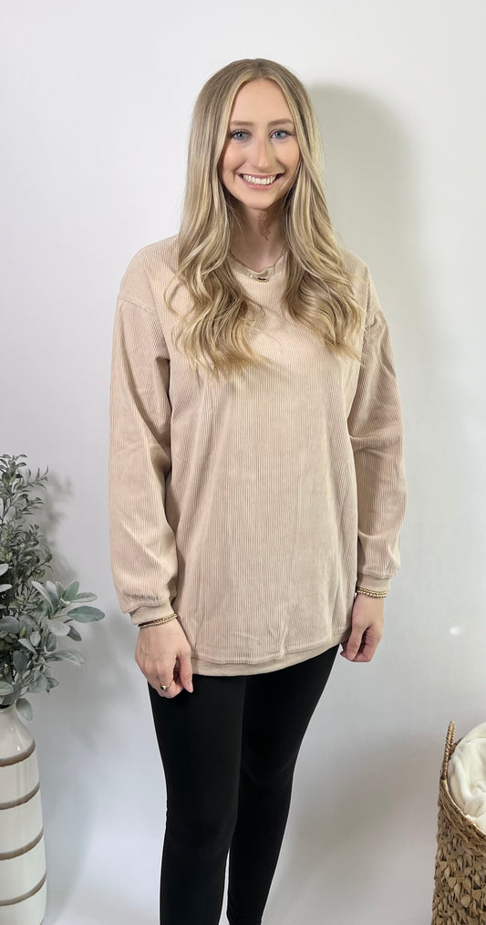 Asia Ribbed Sweatshirt | Apricot
