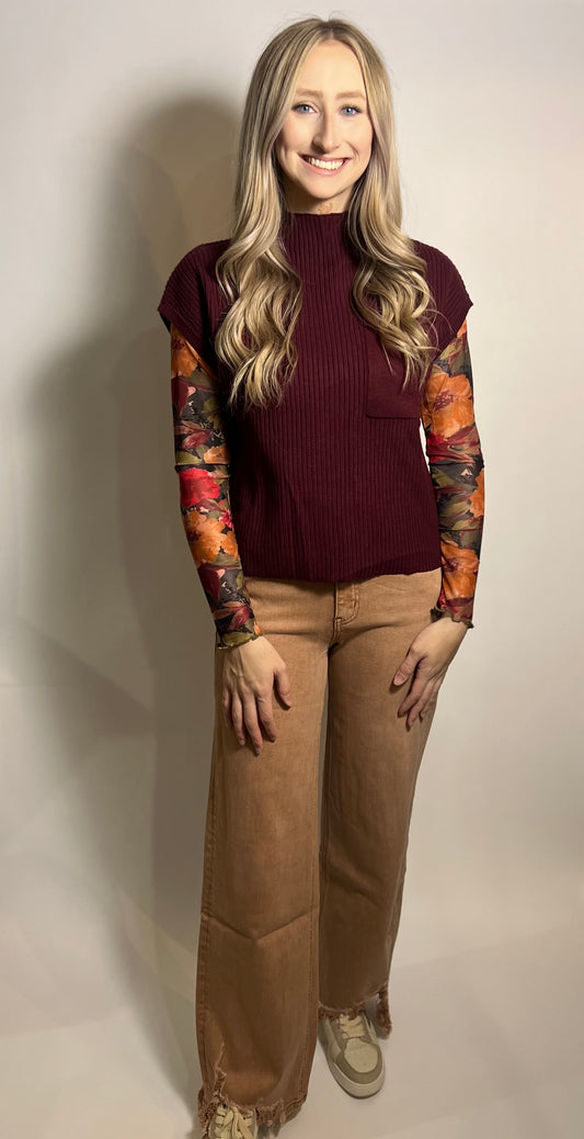 Ragan Sweater Top | Red