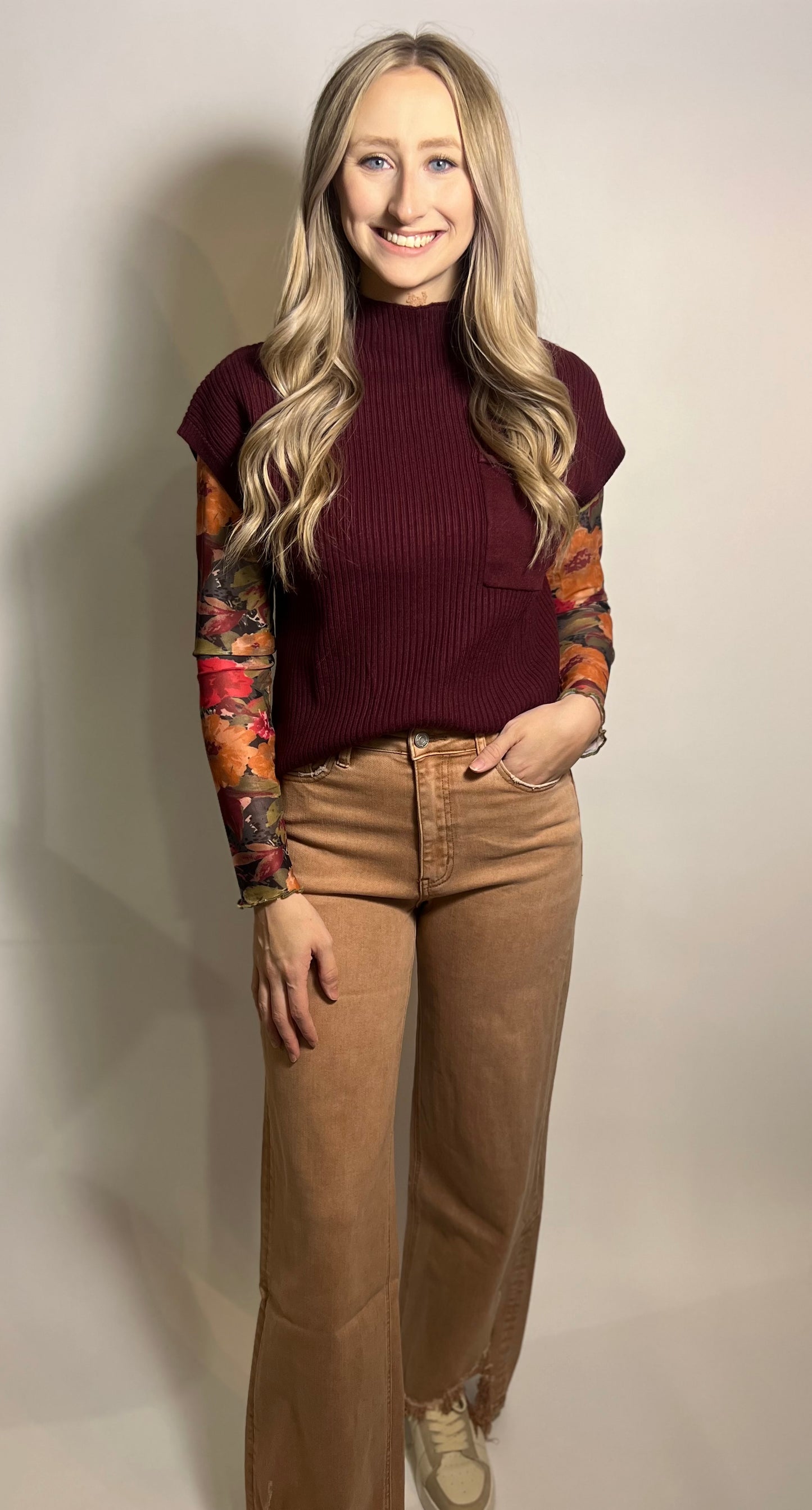 Ragan Sweater Top | Red
