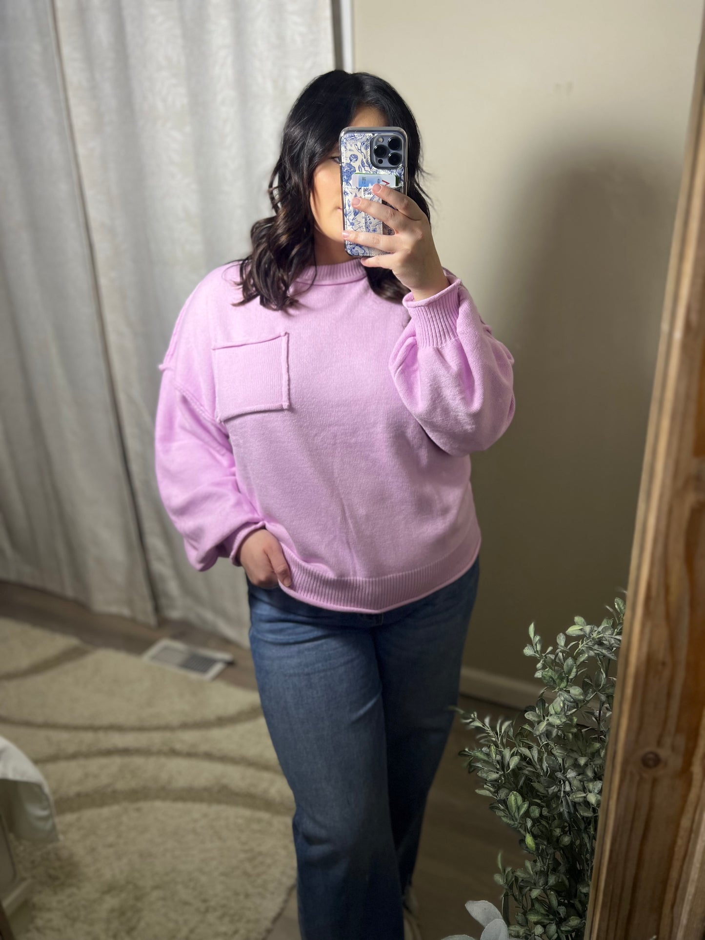Pink Exposed Seam Top