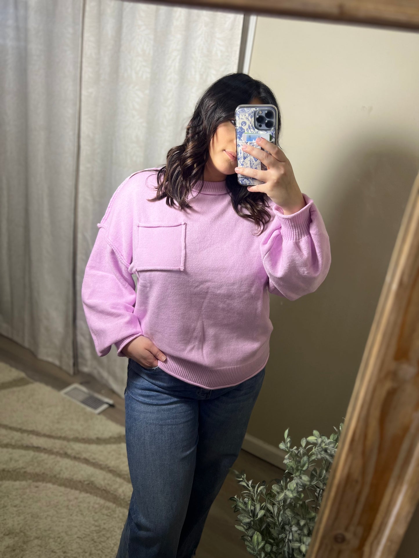 Pink Exposed Seam Top