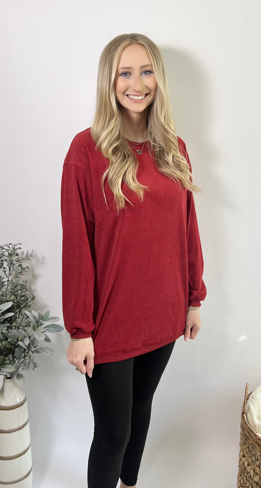 Asia Ribbed Sweatshirt | Red