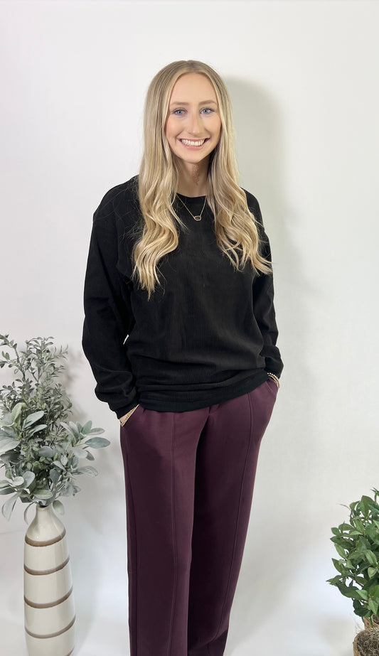 Asia Ribbed Sweatshirt | Black